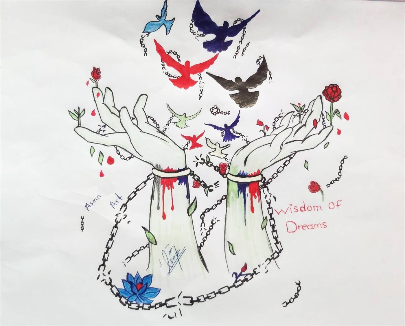 &lsquo;Wisdom of Dreams&rsquo;, drawing by Asma, a student in the 21st Century Girls program